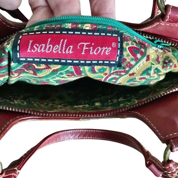 Isabella Fiore Leather Multicolored Handbag Floral Design Shoulder Bag - Picture 12 of 16